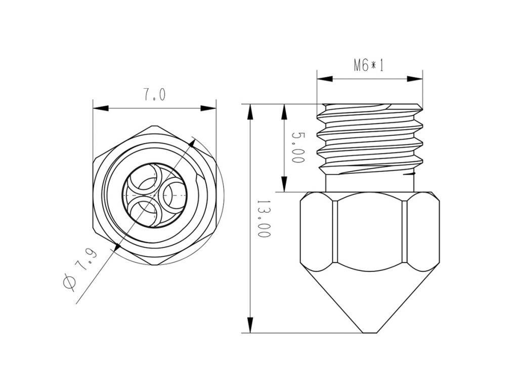 Nozzle Boquilla Acero Endurecido Alto Flujo Mm Mk M C Yorobotics