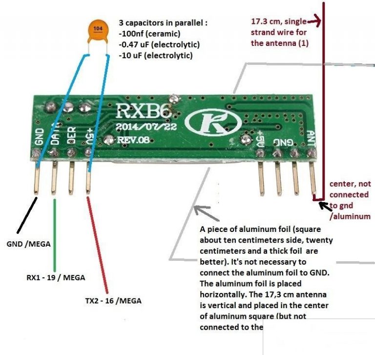 Receptor inalambrico radiofrecuencia rxb6 superheterodino 433mhz