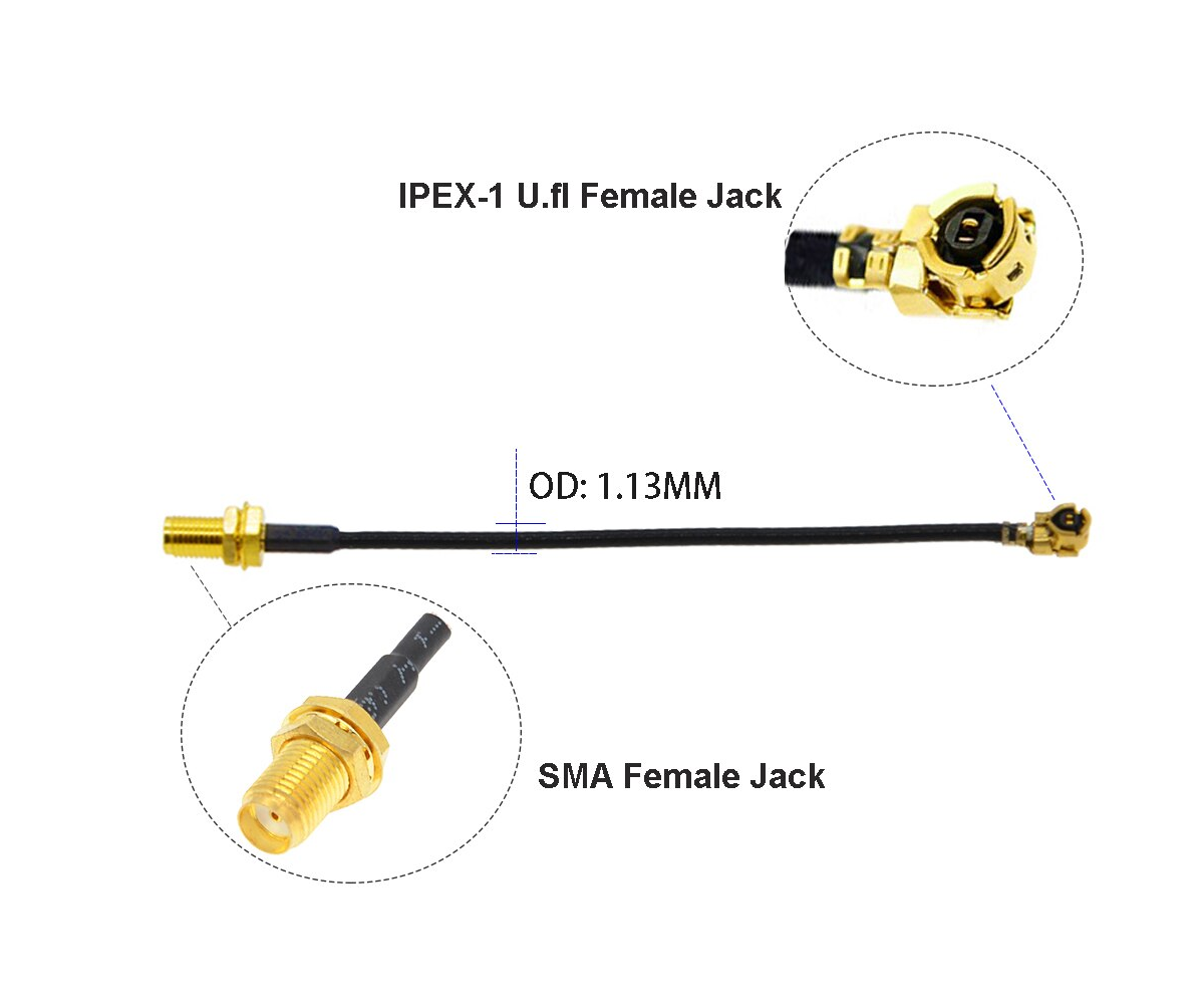 Cable Conector Antena RP SMA HEMBRA a IPX 1.13mm Long 20cm - yorobotics