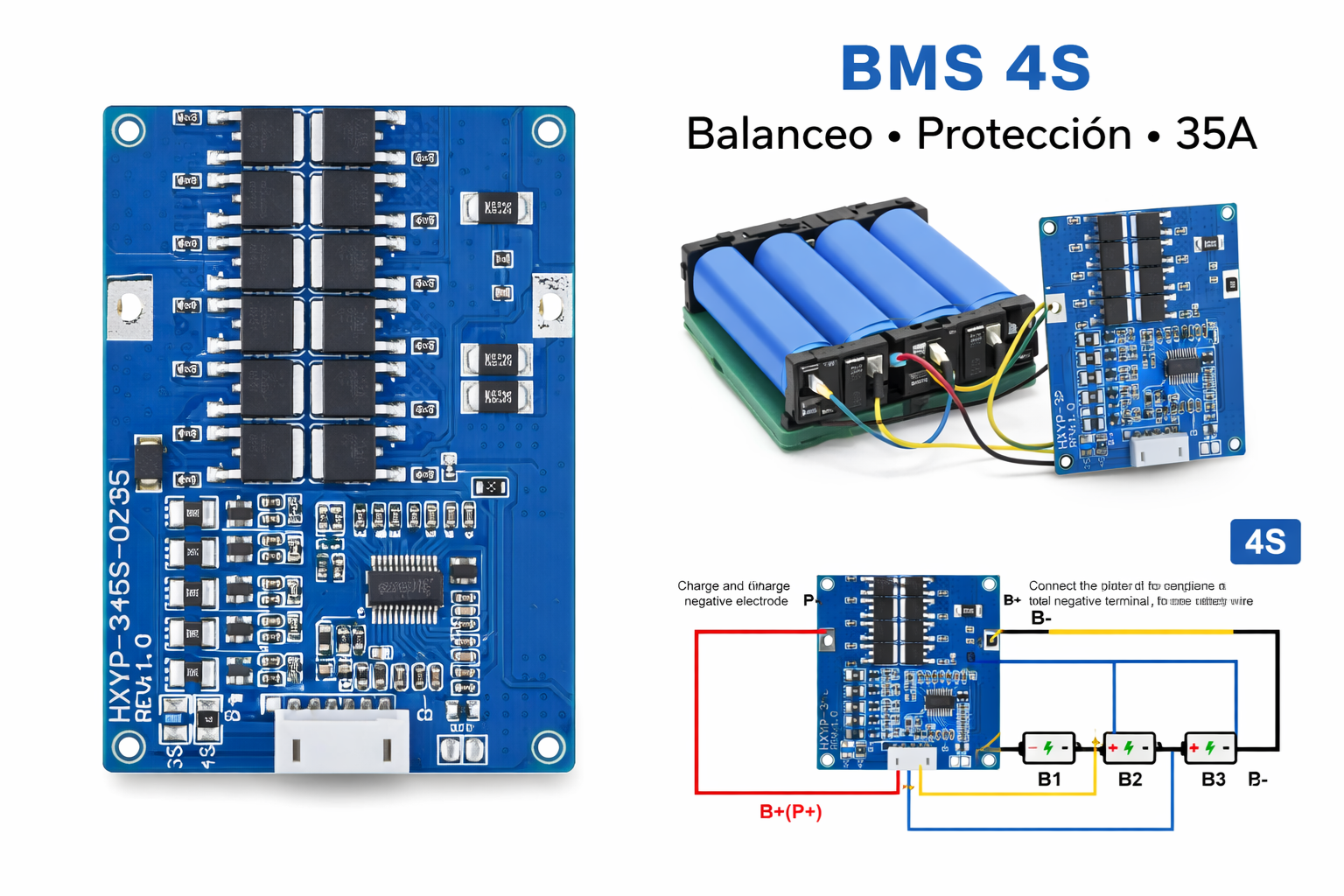 CARGADOR BATERIA LIPO 4 CELDAS 4S 30A 14.8V BMS