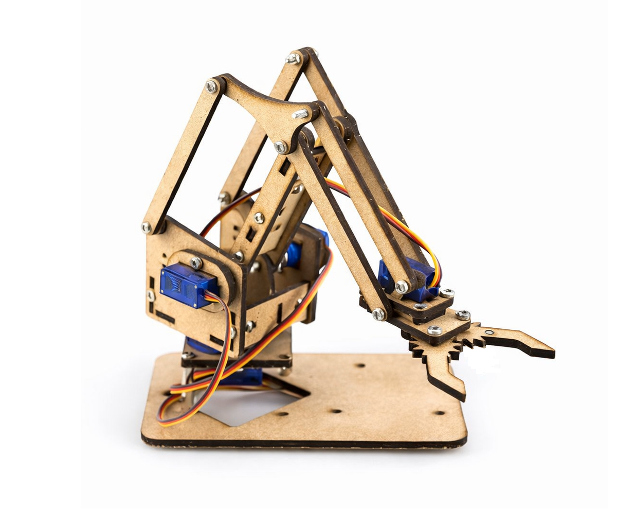 Brazo Robotico Ensamblado Madera MDF 4 Servos Sg90 4 Dof Grados Libertad