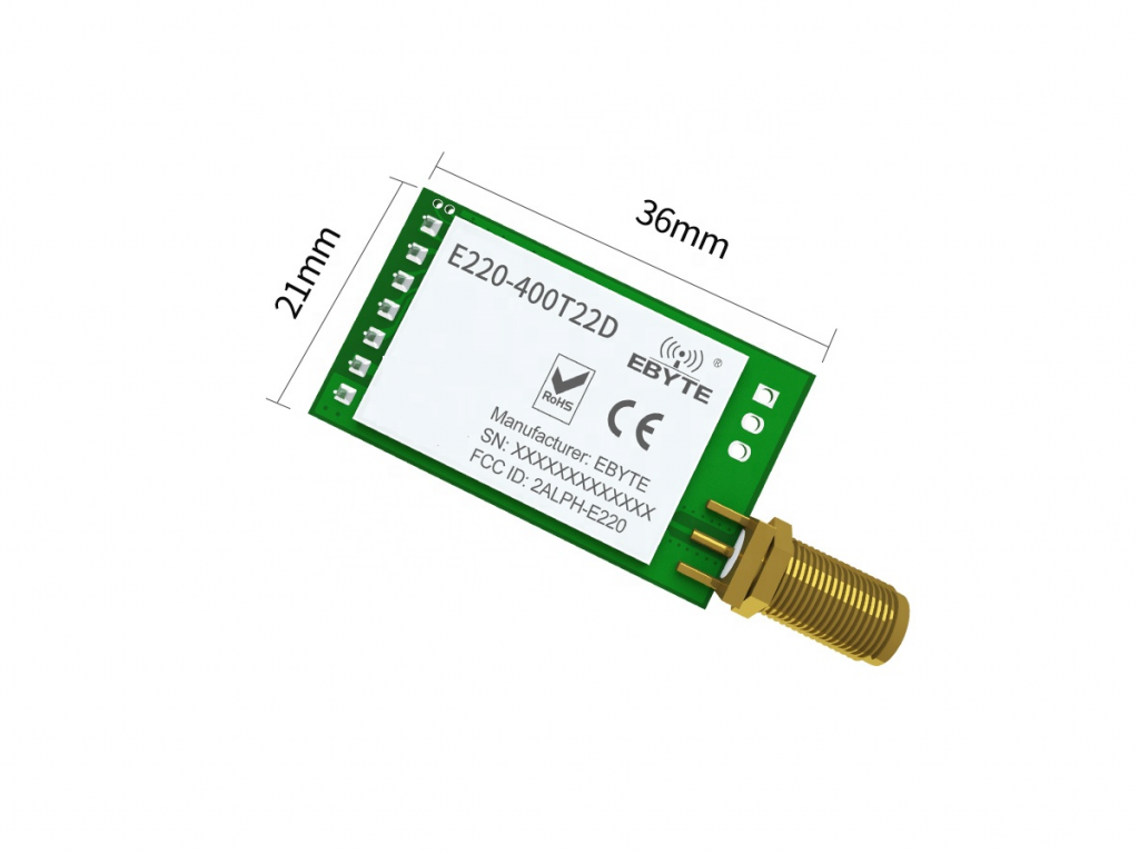 Transceptor Uart LoRa 433Mhz LLCC68 E220-400T22D 5km - Yorobotics