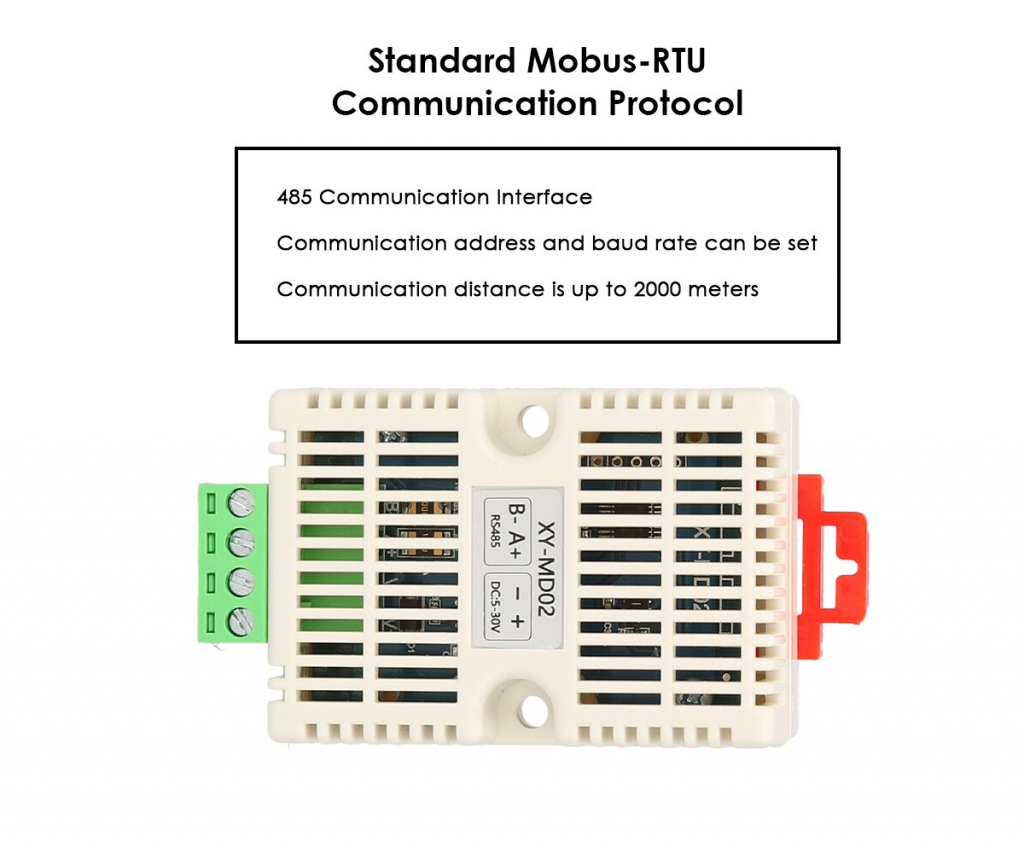 Sensor Temperatura Humedad SHT20 RS485 Modbus XY-MD02 DIN35 - yorobotics
