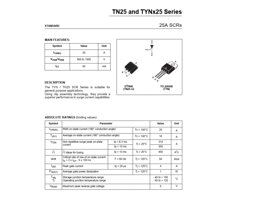 10-Pack TYN058RG SCR Thyristors - 50V 8A TO-220AB Silicon Controlled Rectifiers