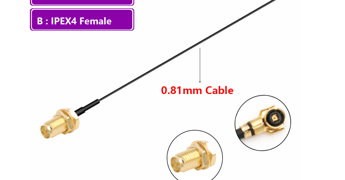 Cable Conector Antena RP SMA HEMBRA a IPX 1.13mm Long 20cm - yorobotics