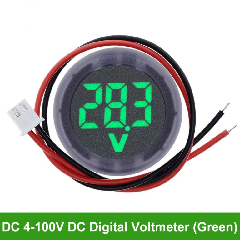 Voltimetro Digital Redondo 33mm 4-100V Color Verde - yorobotics