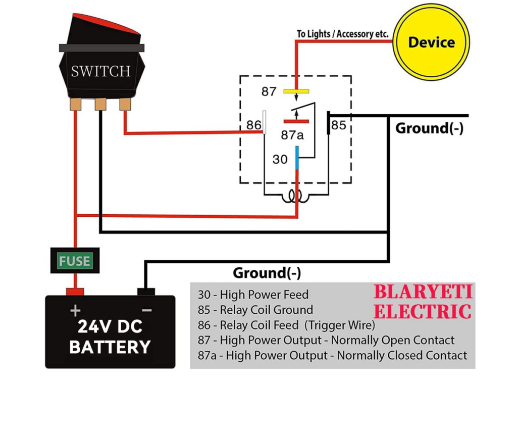 Interruptor De Relé Universal Para Coche JD-2914 | 5 Pines, 24V DC, 40A | Con Arnés De 5 Unidades