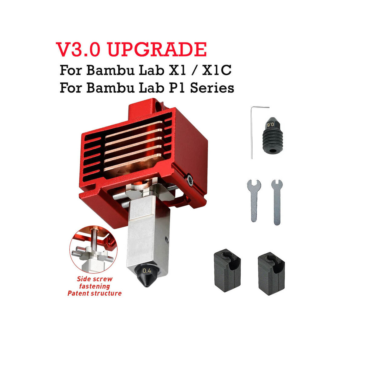 CABEZAL EXTRUSOR BAMBULAB V3.0 X1X1C ACTUALIZADO 0.4mm 0.6mm