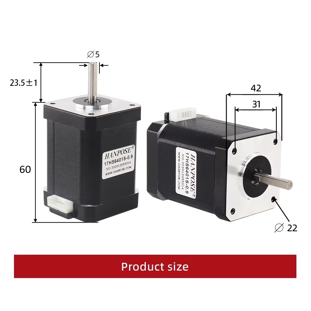 MOTOR PASO PASO NEMA17 60mm 0.9 GRADOS EJE 5mm 17HS6401S 1