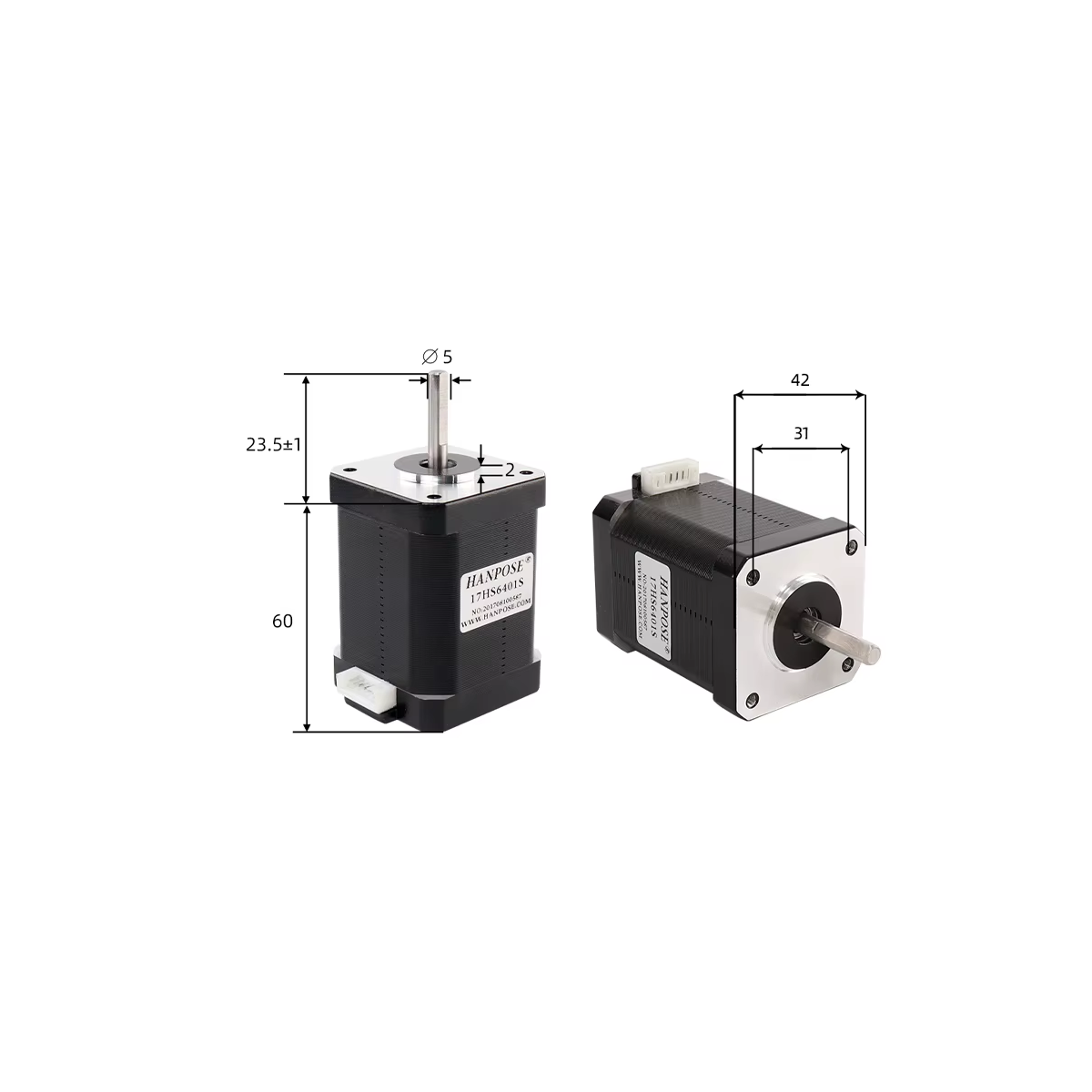 MOTOR PASO PASO NEMA17 60mm 0.9 GRADOS EJE 5mm 17HS6401S