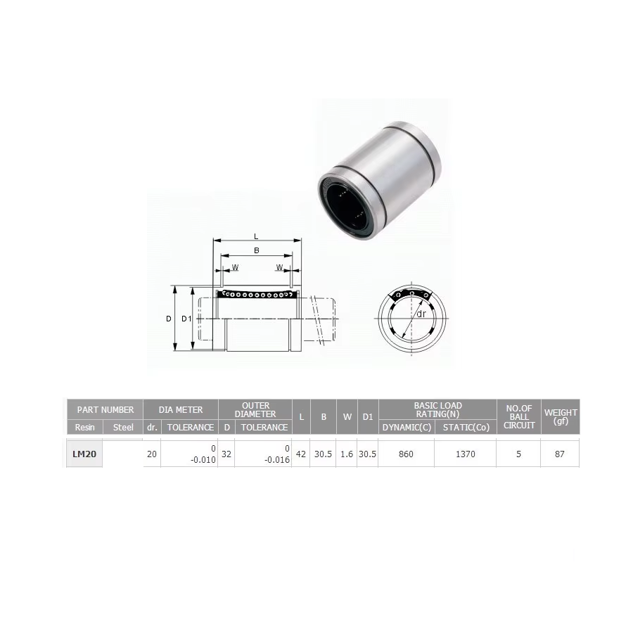 RODAMIENTO LINEAL LM20UU 20mm2