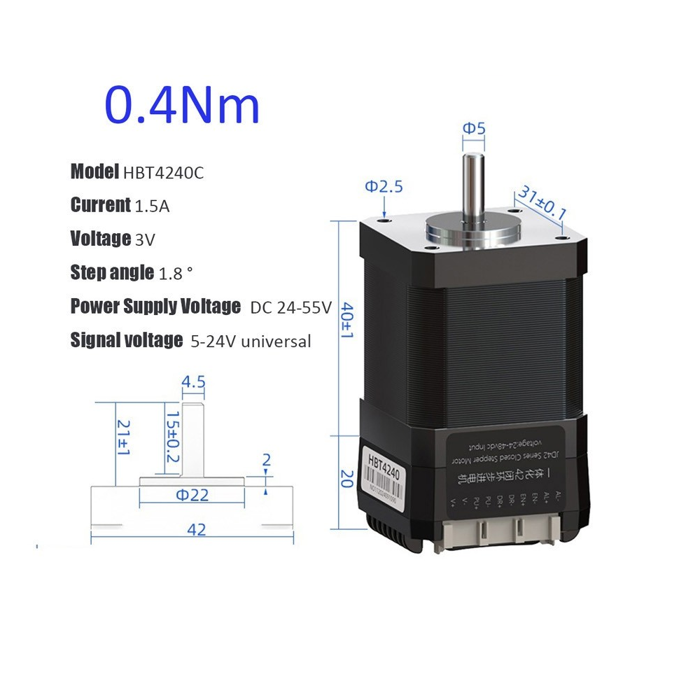 MOTOR PASO PASO CLOSED LOOP HBT4240C 0.4Nm 2.2A 48v 1