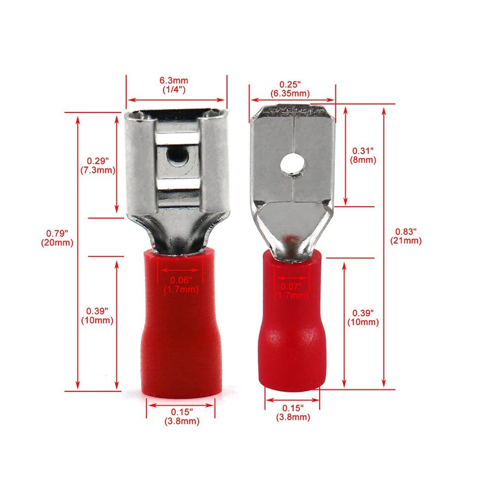 CONECTOR TERMINAL ROJO MACHO HEMBRA 2.6mm 1