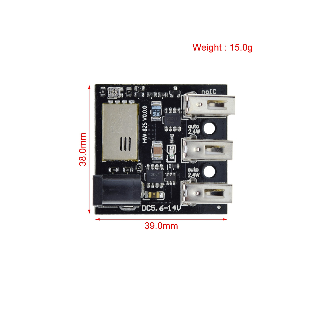 REGULADOR VOLTAJE CONSTANTE TRIPLE USB HW-825 5.6-14V A 5V 4A 1