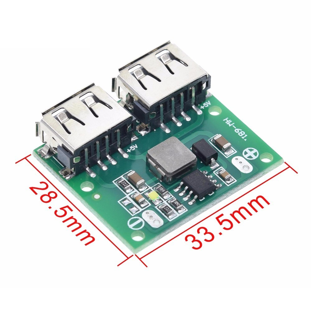 REGULADOR VOLTAJE DUAL USB HW-681 6-26V a 5V 3A 1